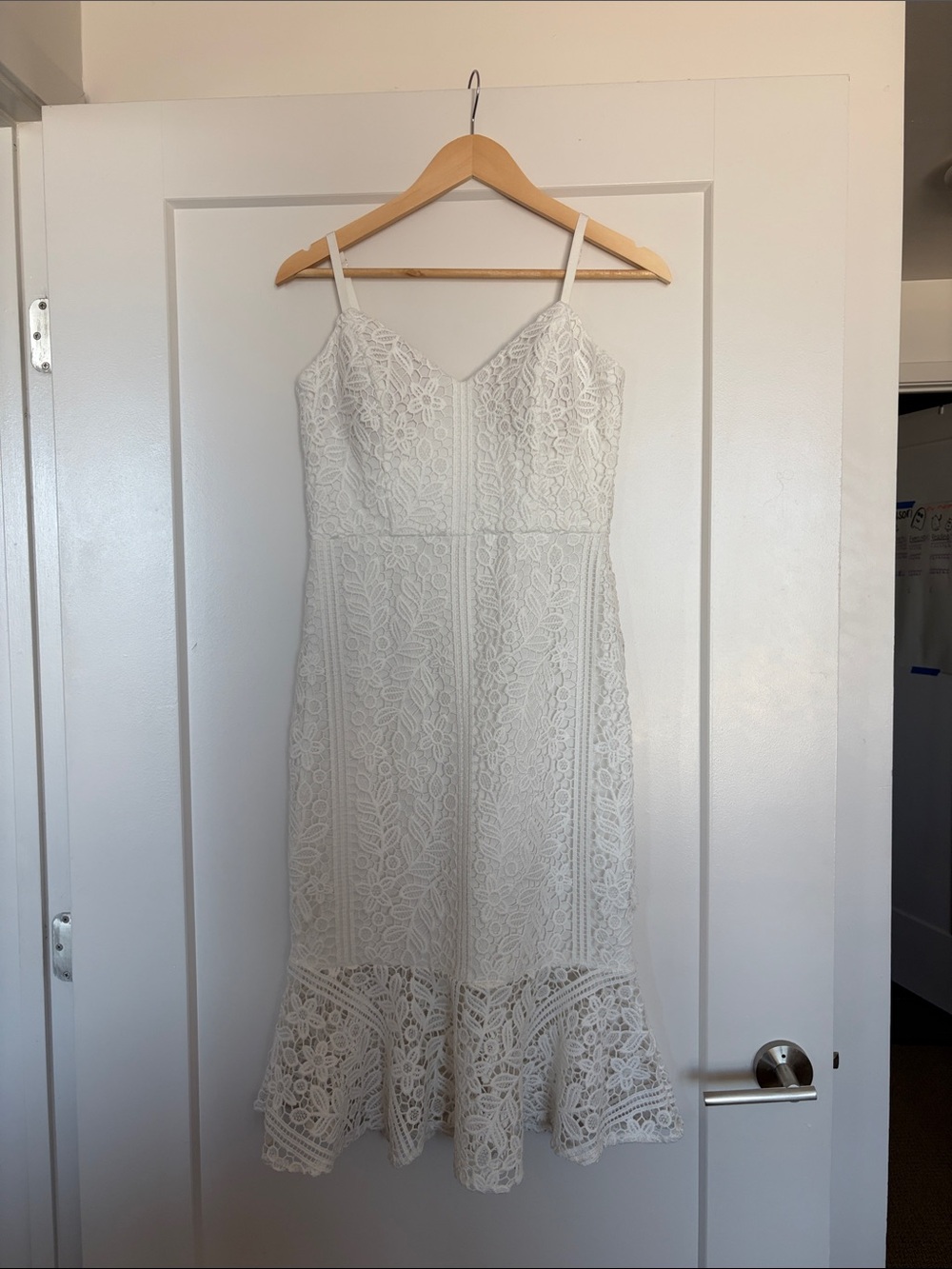 White Lace Spaghetti-Strap Midi Dress